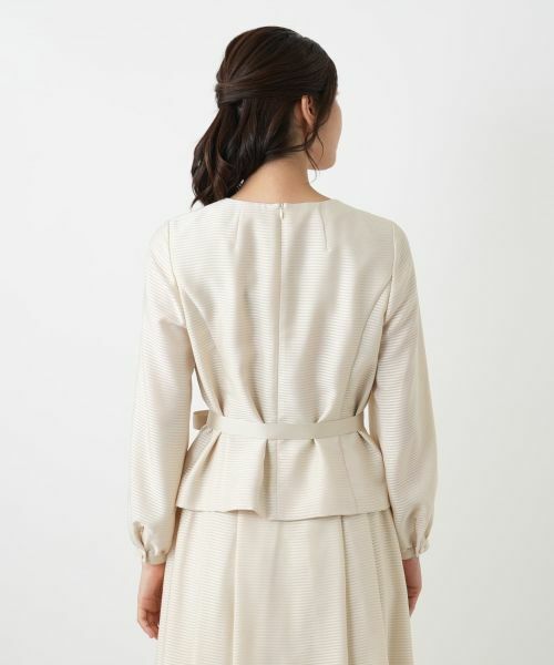 Leilian / レリアン セットアップ | 表情ボーダーノーカラーブラウススーツ | 詳細10