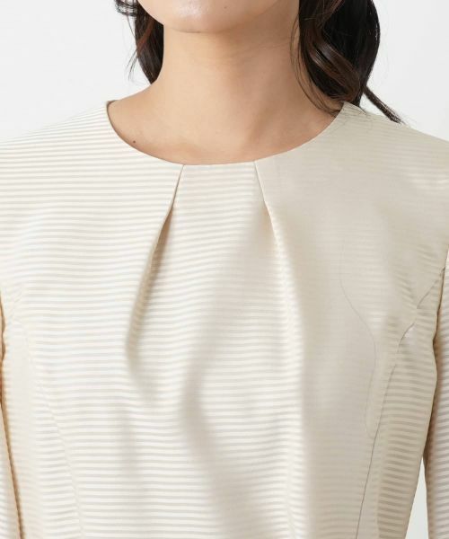 Leilian / レリアン セットアップ | 表情ボーダーノーカラーブラウススーツ | 詳細11