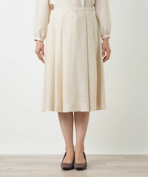 Leilian / レリアン セットアップ | 表情ボーダーノーカラーブラウススーツ | 詳細17