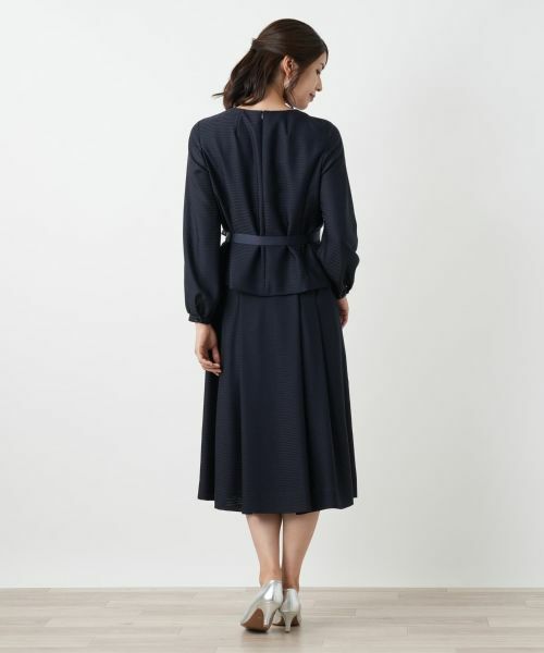 Leilian / レリアン セットアップ | 表情ボーダーノーカラーブラウススーツ | 詳細3