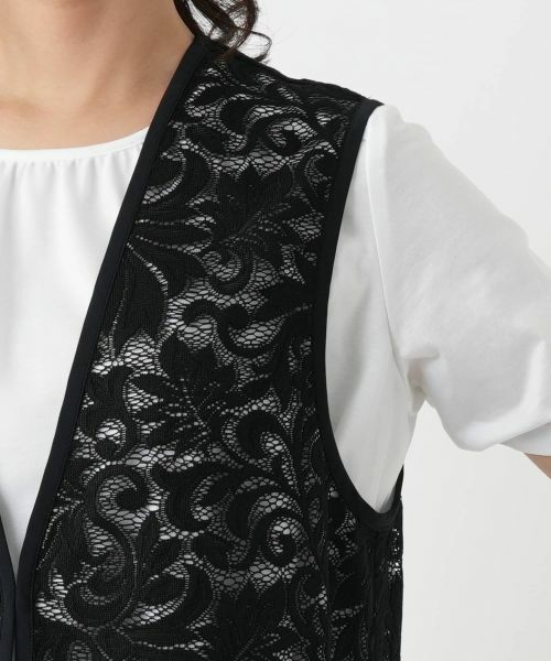 Leilian / レリアン テーラードジャケット | 総レースベスト | 詳細9