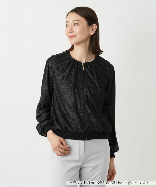 Leilian / レリアン その他アウター | ラメジップジャケット(ブラック)