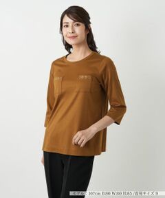 Leilian / レリアン カットソー | 刺繍七分袖カットソー