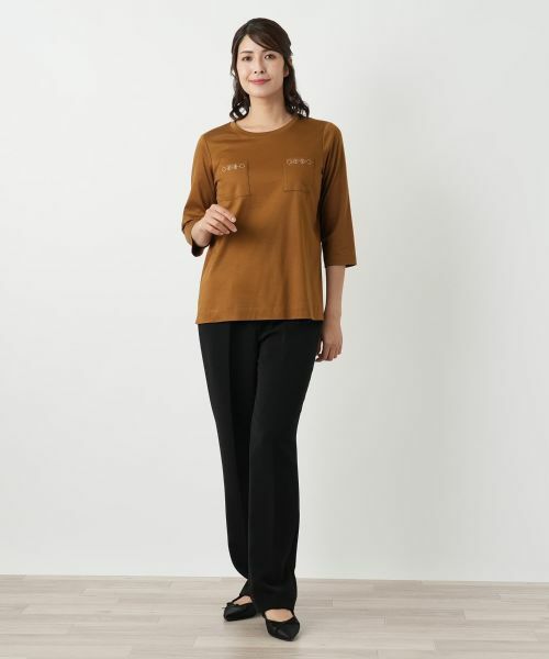 Leilian / レリアン カットソー | 刺繍七分袖カットソー | 詳細1