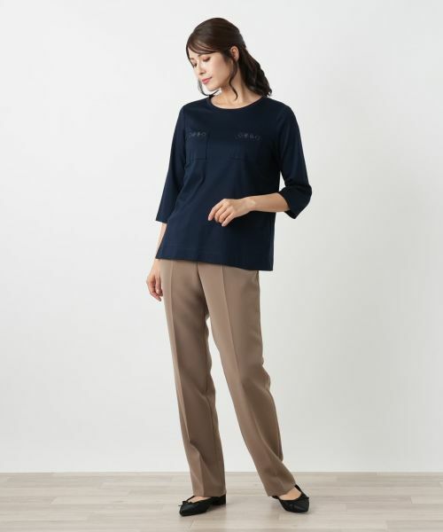 Leilian / レリアン カットソー | 刺繍七分袖カットソー | 詳細4