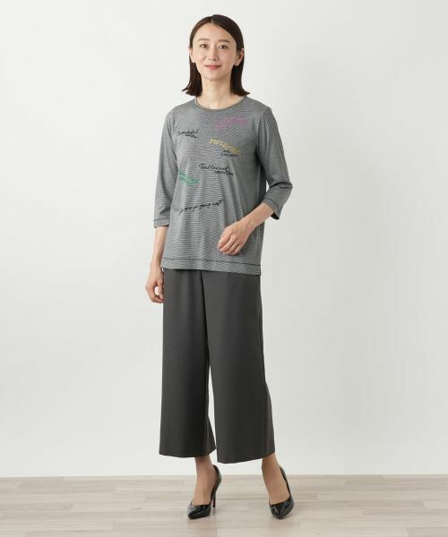 Leilian / レリアン カットソー | 刺繍クルーネックカットソー | 詳細1