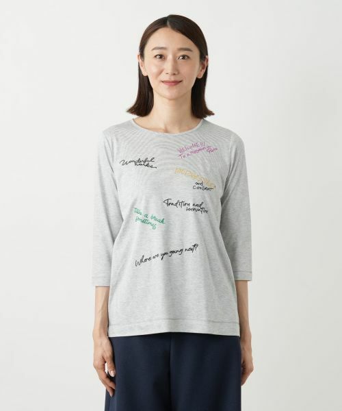 Leilian / レリアン カットソー | 刺繍クルーネックカットソー | 詳細7