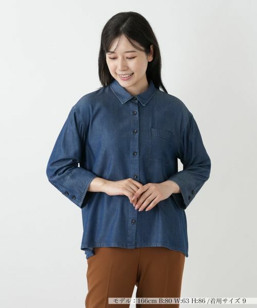 Leilian/レリアン デニム風ブラウス ブルー系 9(M) Leilian/レリアン デニム風ブラウス ブルー系 9(M)