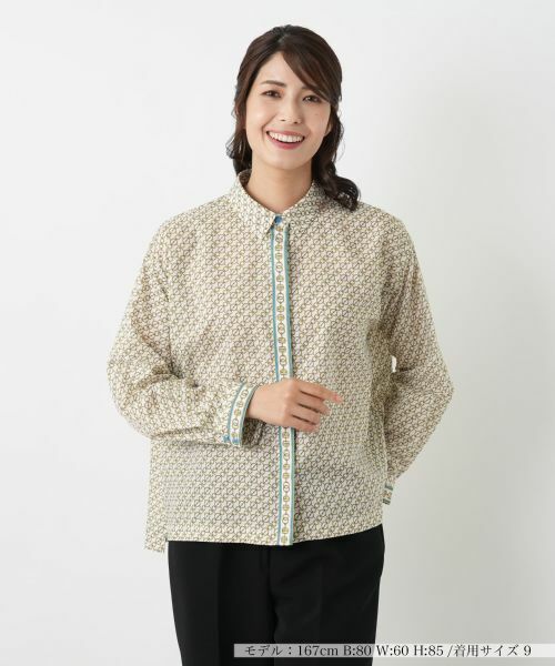Leilian/レリアン 幾何学柄ブラウス ベージュ 11(L) Leilian/レリアン 幾何学柄ブラウス ベージュ 11(L)