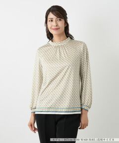 Leilian / レリアン カットソー | プリントスタンドカラーカットソー