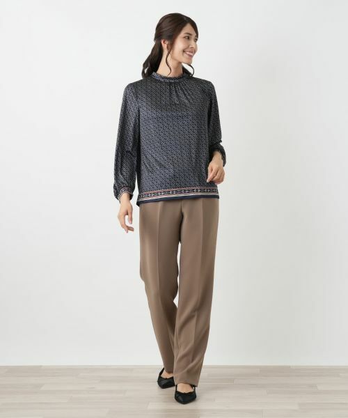 Leilian / レリアン カットソー | プリントスタンドカラーカットソー | 詳細1