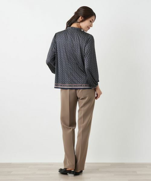 Leilian / レリアン カットソー | プリントスタンドカラーカットソー | 詳細3