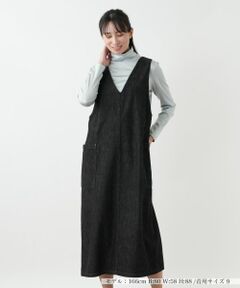 Leilian / レリアン ロング・マキシ丈ワンピース | ブラックデニムジャンパースカート【L JEANS】