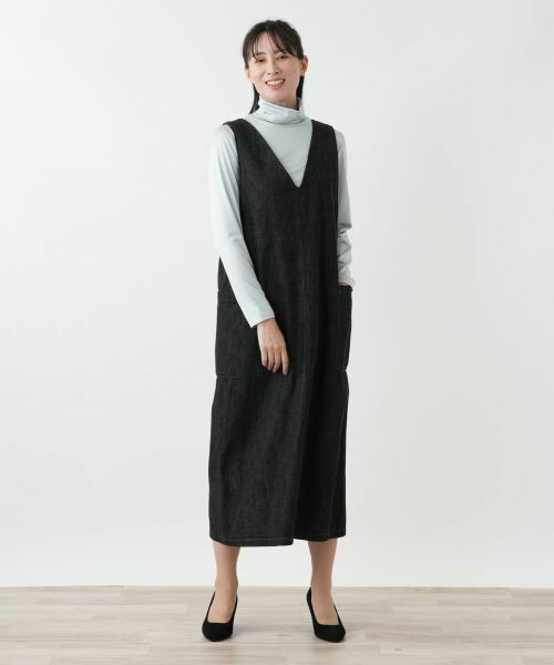 Leilian / レリアン ロング・マキシ丈ワンピース | ブラックデニムジャンパースカート【L JEANS】 | 詳細1