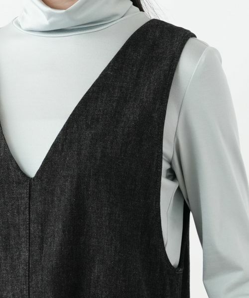 Leilian / レリアン ロング・マキシ丈ワンピース | ブラックデニムジャンパースカート【L JEANS】 | 詳細10