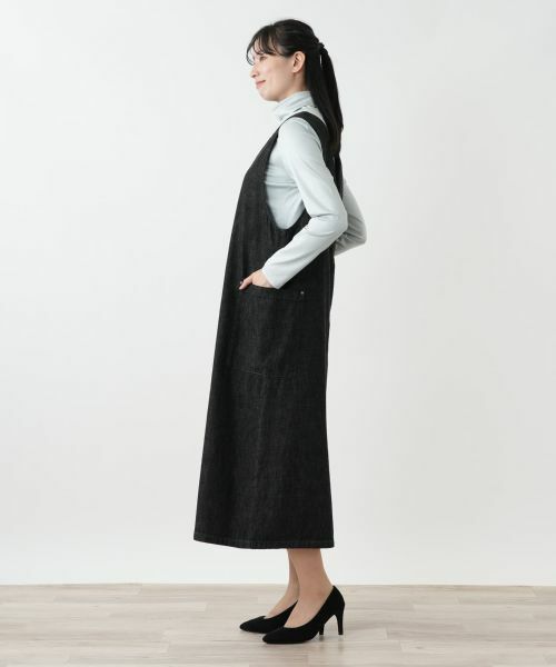 Leilian / レリアン ロング・マキシ丈ワンピース | ブラックデニムジャンパースカート【L JEANS】 | 詳細2