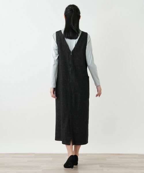 Leilian / レリアン ロング・マキシ丈ワンピース | ブラックデニムジャンパースカート【L JEANS】 | 詳細3