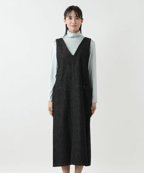 Leilian / レリアン ロング・マキシ丈ワンピース | ブラックデニムジャンパースカート【L JEANS】 | 詳細4