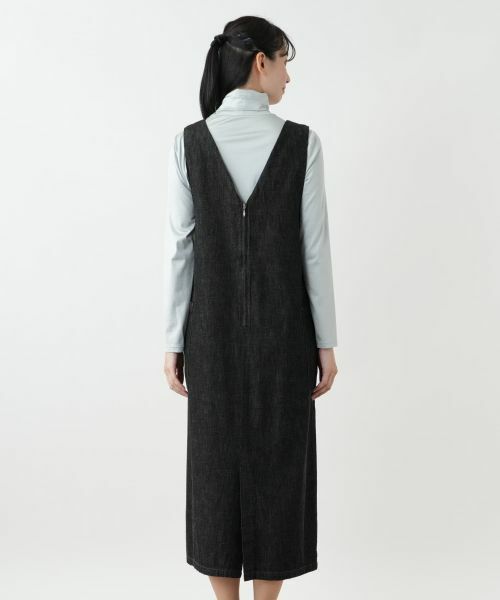 Leilian / レリアン ロング・マキシ丈ワンピース | ブラックデニムジャンパースカート【L JEANS】 | 詳細6