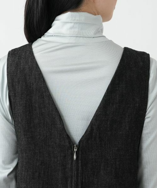 Leilian / レリアン ロング・マキシ丈ワンピース | ブラックデニムジャンパースカート【L JEANS】 | 詳細8