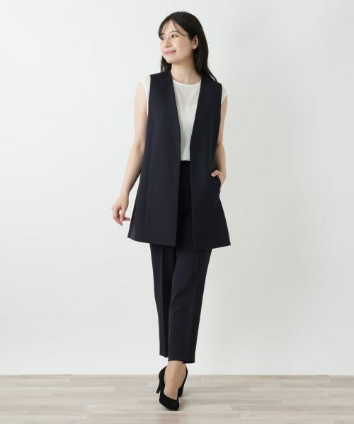 Leilian / レリアン テーラードジャケット | Vネックロングベスト | 詳細1