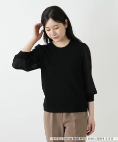 Leilian / レリアン ニット・セーター | 編地切替クルーネックニット