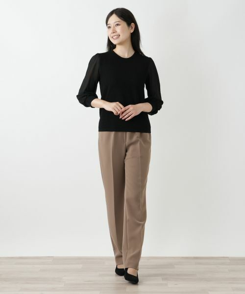 Leilian / レリアン ニット・セーター | 編地切替クルーネックニット | 詳細1