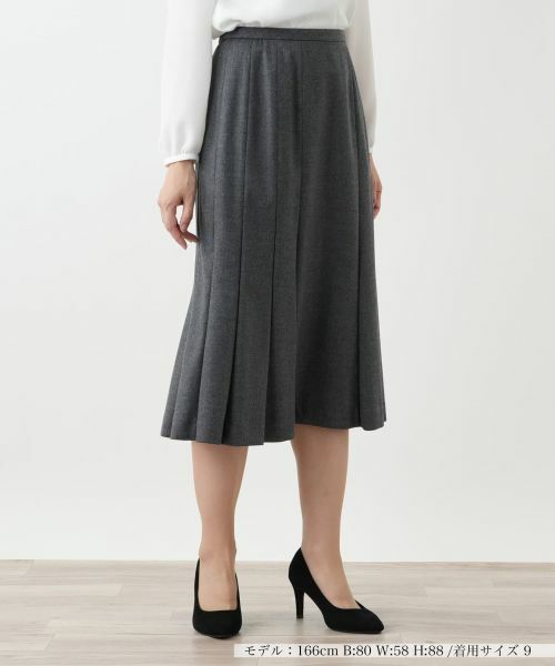 Leilian / レリアン ミニ・ひざ丈スカート | プリーツスカート(アッシュグレー)