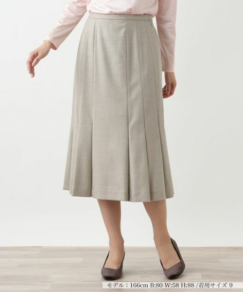 Leilian / レリアン ミニ・ひざ丈スカート | プリーツスカート(ベージュ)