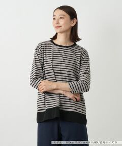 Leilian / レリアン カットソー | 異素材切替ボーダーカットソー