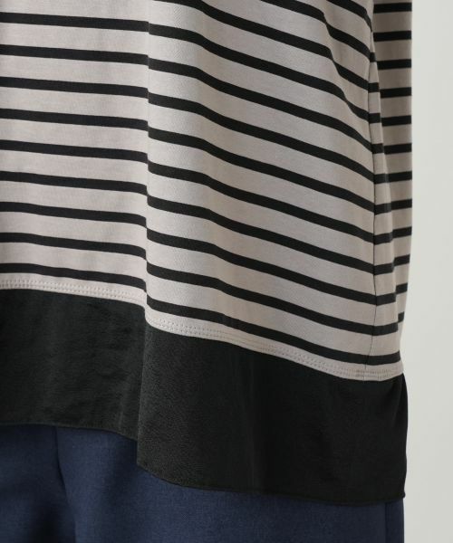 Leilian / レリアン カットソー | 異素材切替ボーダーカットソー | 詳細13