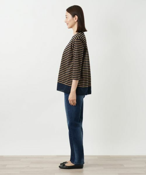 Leilian / レリアン カットソー | 異素材切替ボーダーカットソー | 詳細2