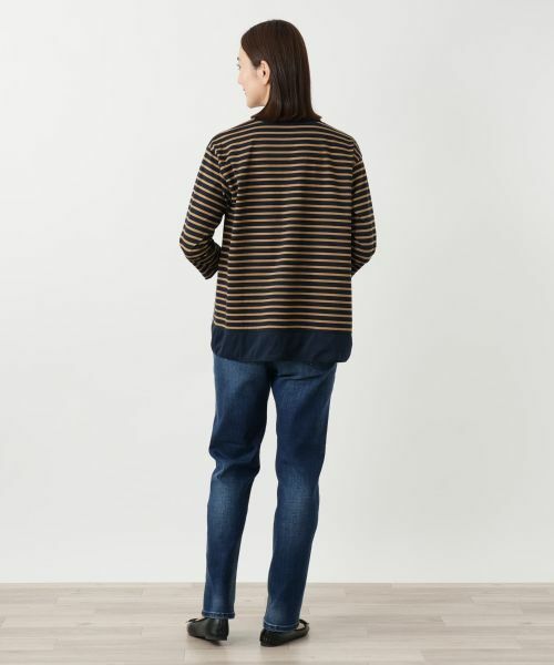 Leilian / レリアン カットソー | 異素材切替ボーダーカットソー | 詳細3