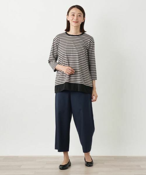 Leilian / レリアン カットソー | 異素材切替ボーダーカットソー | 詳細4