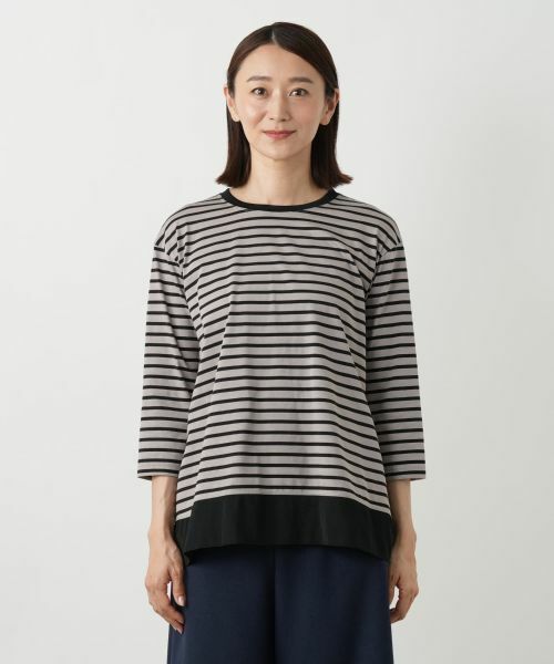 Leilian / レリアン カットソー | 異素材切替ボーダーカットソー | 詳細7