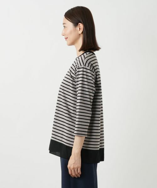 Leilian / レリアン カットソー | 異素材切替ボーダーカットソー | 詳細8