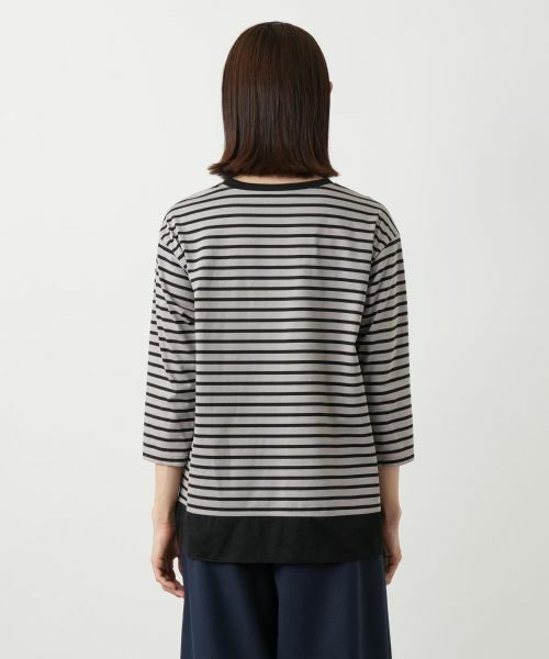 Leilian / レリアン カットソー | 異素材切替ボーダーカットソー | 詳細9
