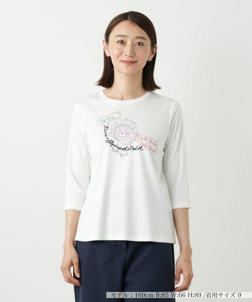 Leilian/レリアン 刺繍プリントカットソー アイボリー 7(S) Leilian/レリアン 刺繍プリントカットソー アイボリー 7(S)