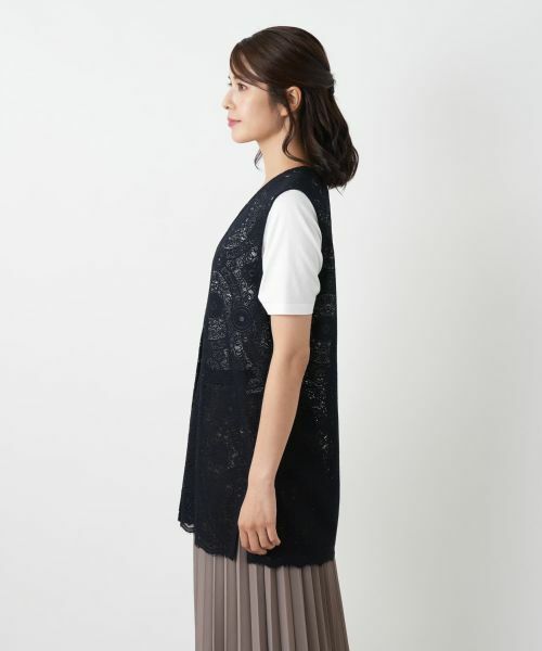 Leilian / レリアン テーラードジャケット | 総レースベスト【Leilian WHITE LABEL】 | 詳細8