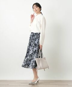 Leilian / レリアン ミニ・ひざ丈スカート | プリントフレアスカート【Leilian WHITE LABEL】