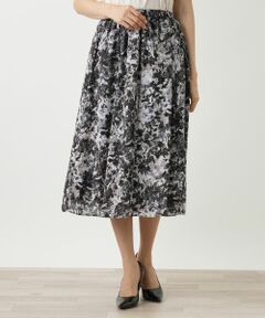 Leilian / レリアン ミニ・ひざ丈スカート | プリントフレアスカート【Leilian WHITE LABEL】