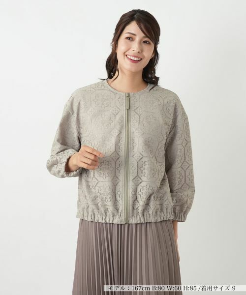 Leilian/レリアン ノーカラーブルゾン【Leilian WHITE LABEL】 キャメル系 9(M) Leilian/レリアン ノーカラーブルゾン【Leilian WHITE LABEL】 キャメル系 9(M)