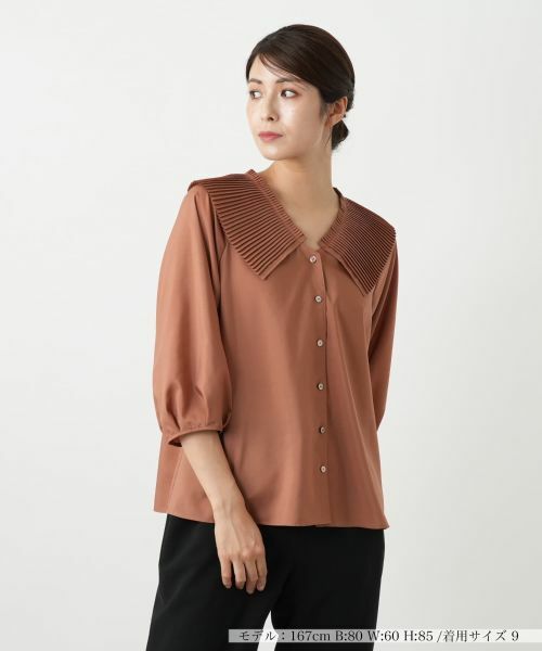 Leilian/レリアン プリーツカラーブラウス モカ 9(M) Leilian/レリアン プリーツカラーブラウス モカ 9(M)
