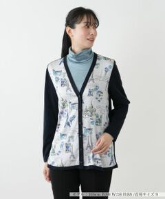 Leilian / レリアン カーディガン・ボレロ | イラスト柄切替カーディガン【Leilian WHITE LABEL】