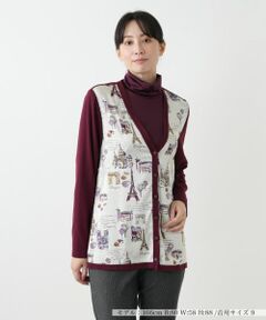 Leilian / レリアン カーディガン・ボレロ | イラスト柄切替カーディガン【Leilian WHITE LABEL】