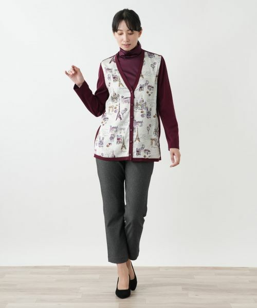 Leilian / レリアン カーディガン・ボレロ | イラスト柄切替カーディガン【Leilian WHITE LABEL】 | 詳細1