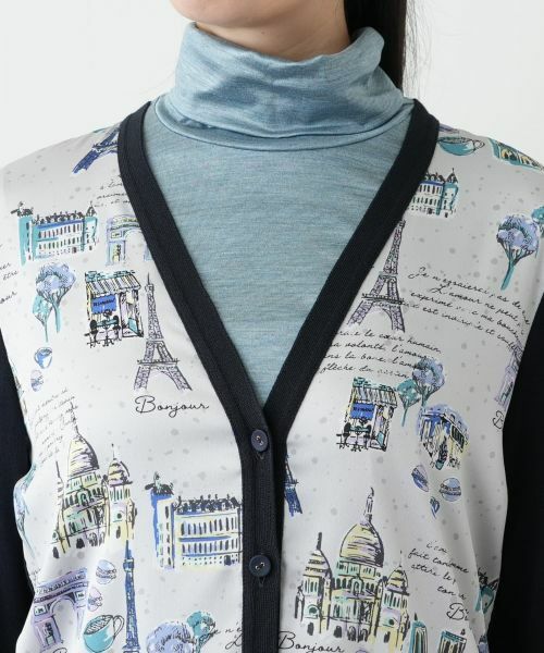 Leilian / レリアン カーディガン・ボレロ | イラスト柄切替カーディガン【Leilian WHITE LABEL】 | 詳細10