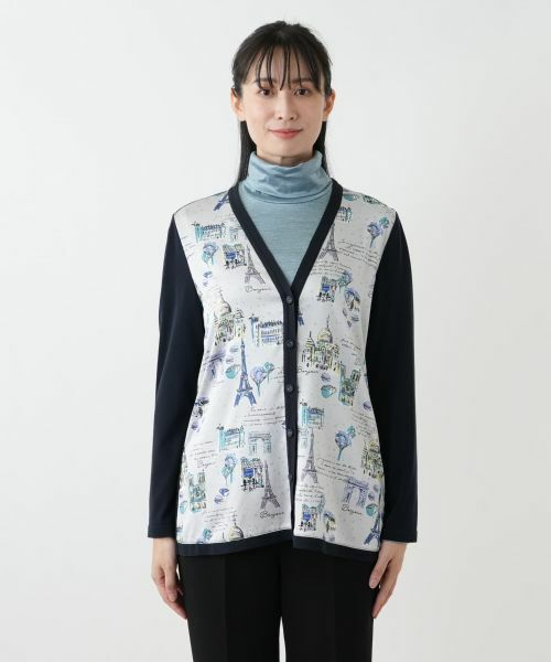 Leilian / レリアン カーディガン・ボレロ | イラスト柄切替カーディガン【Leilian WHITE LABEL】 | 詳細7