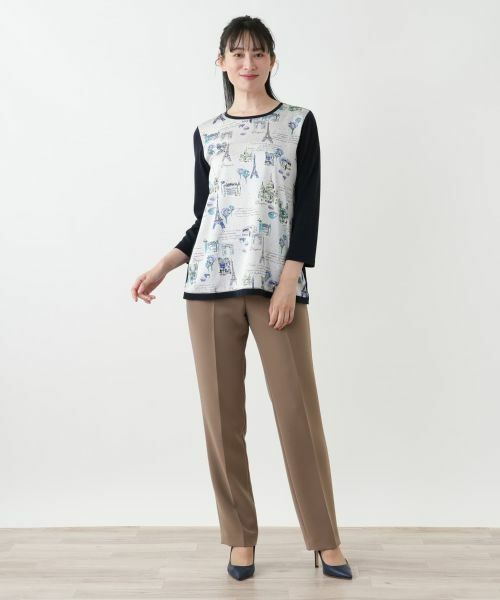 Leilian / レリアン ニット・セーター | イラスト柄切替ニット【Leilian WHITE LABEL】 | 詳細1