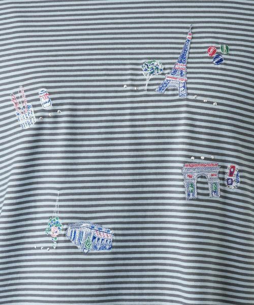 Leilian / レリアン Tシャツ | ボーダー刺繍Tシャツ【Leilian WHITE LABEL】 | 詳細14